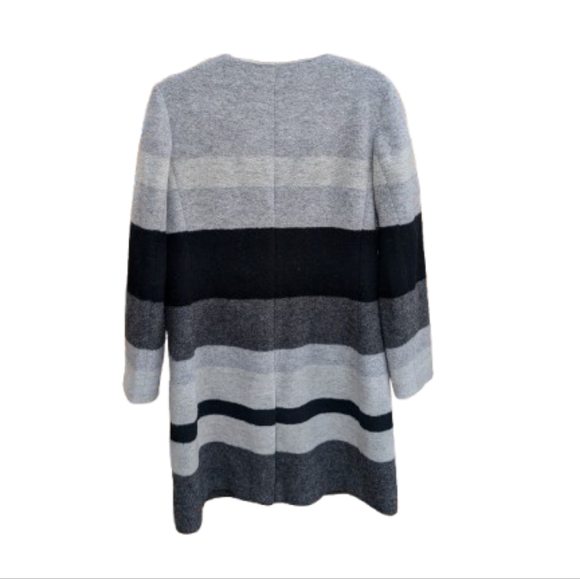 Talbots Coat Jacket Black Gray Stripe Classic Size M Wool Blend - Picture 10 of 13